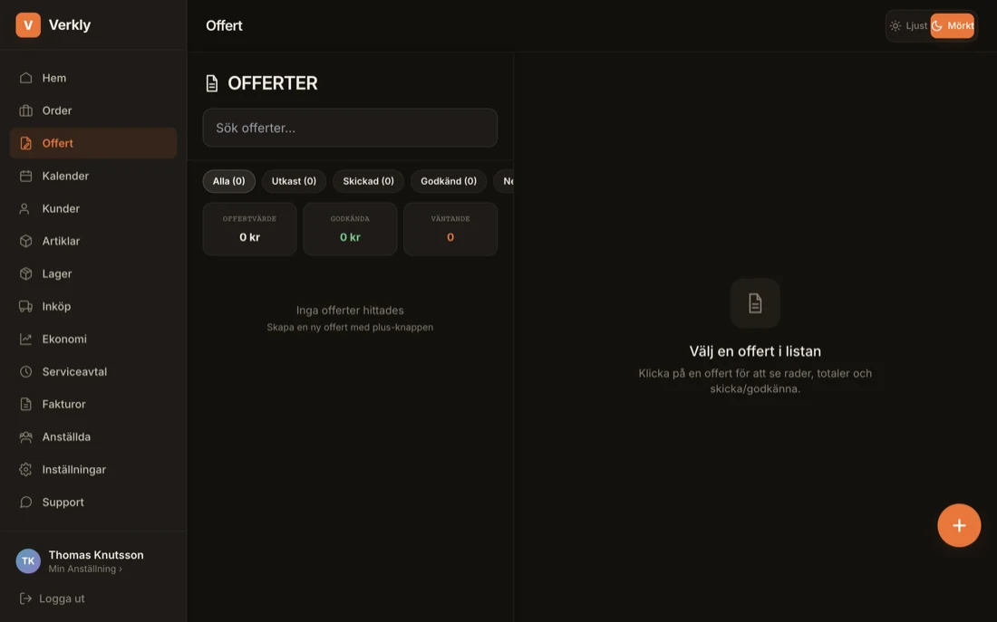 Offertvyn på desktop.